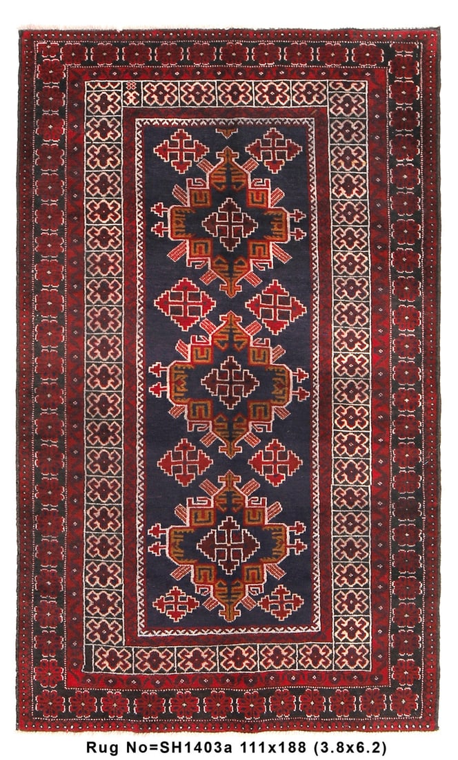 Handmade 4' x 6' Baluch Rug from Afghanistan (1 of 8)