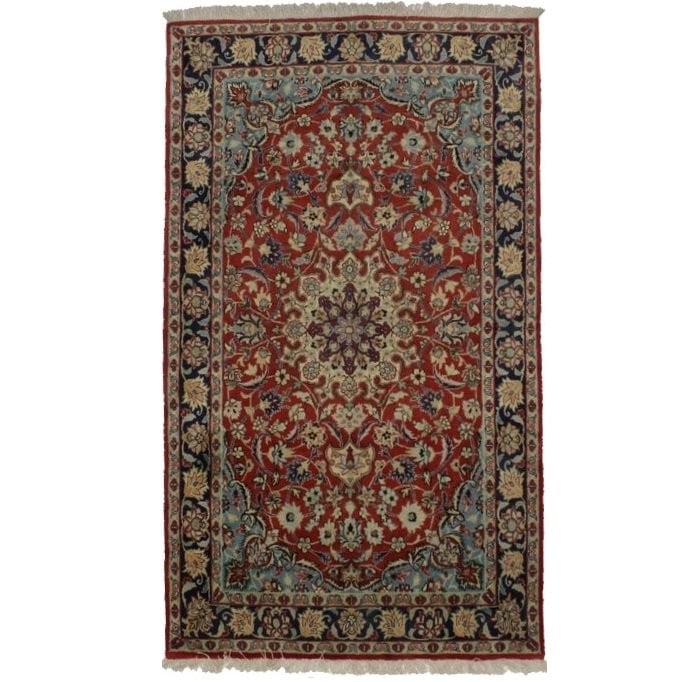 Vintage Hand-Knotted Wool Floral Area Rug 3'6 x 6'2 Traditional Design: Vintage Hand-Knotted Wool Floral Area Rug 3'6 x 6'2 Traditional Design This vintage hand-knotted area rug features a traditional floral pattern in a palette of scarlet red, cream, blue, pistachio gree