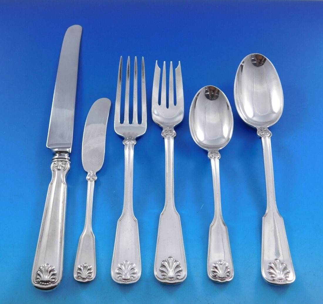 Tiffany Shell & Thread Sterling Silver Flatware Service for 12 72 Pieces (1 of 6)