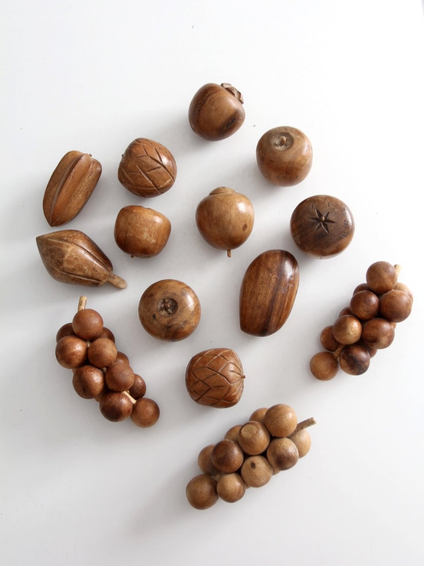 Vintage carved wood fruit assortment mid century decor (1 of 10)