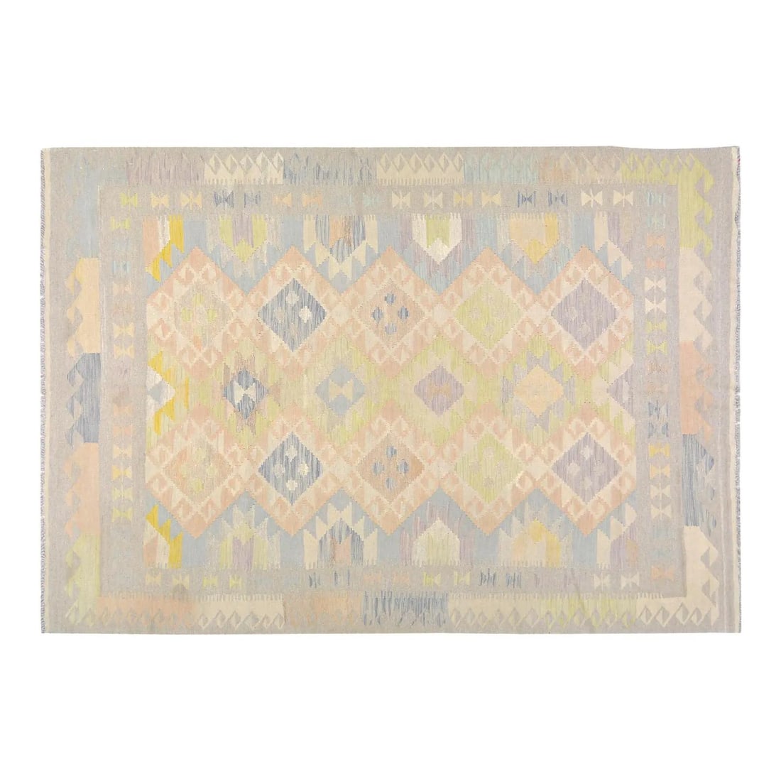 Turkish Wool Flatweave Kilim Rug 6'6x9'2 Gray: Turkish Wool Flatweave Kilim Rug 6'6x9'2 Gray This vintage Turkish kilim is expertly flatwoven from wool using traditional rug-making techniques. It combines timeless craftsmanship with a modern desig
