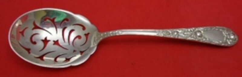 Kirk Rose Pattern Sterling Silver 8.5 Inch Serving Spoon: Kirk Rose Pattern Sterling Silver 8.5 Inch Serving Spoon This elegant serving spoon from the renowned Kirk brand features a beautiful Rose pattern, crafted in high-quality sterling silver. Measuring 8