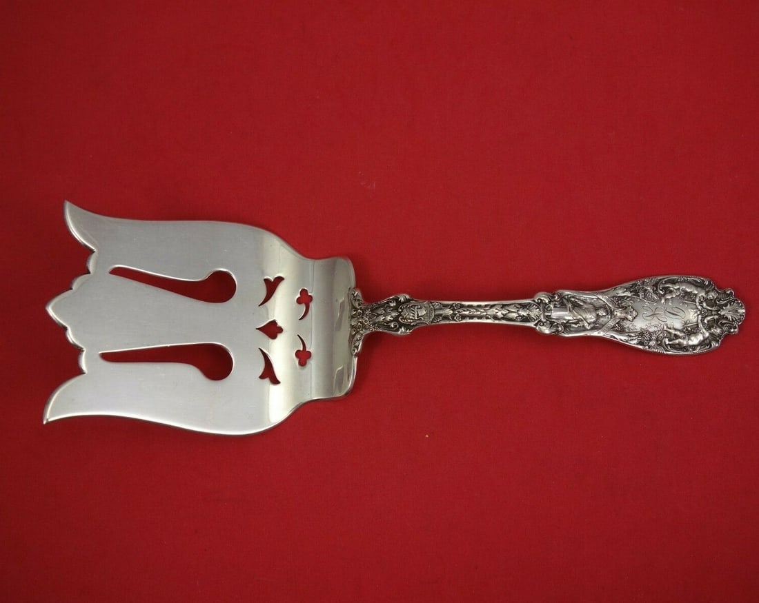 Gorham Paris Sterling Silver Asparagus Fork 9 1/4 Multi Motif Monogrammed (1 of 5)