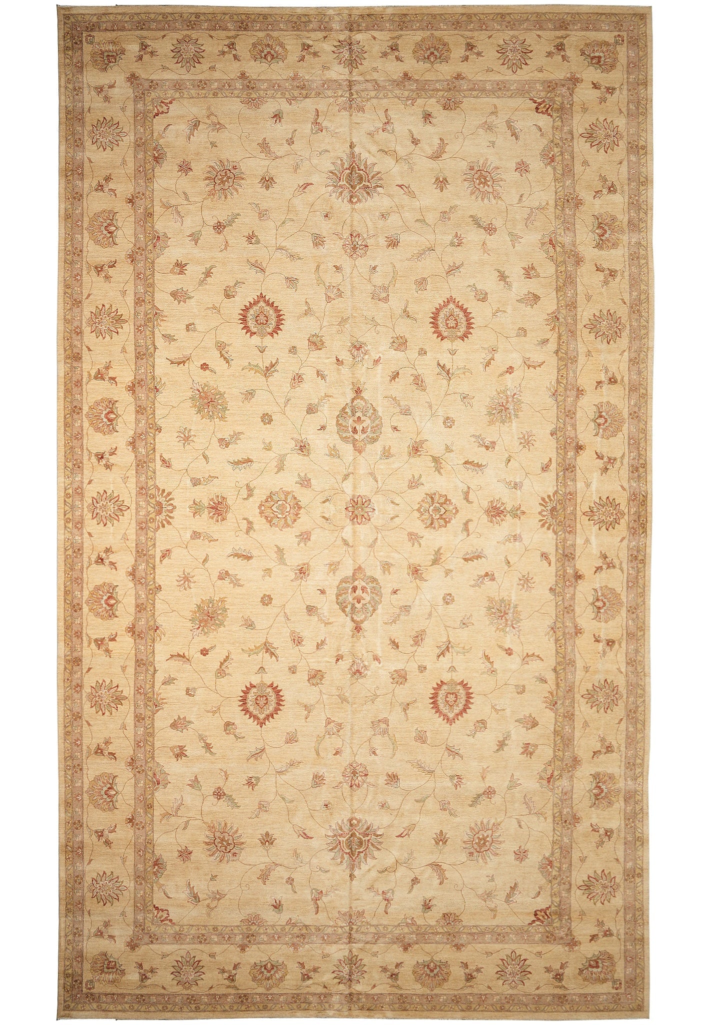 14 x 24.1 Chobi Peshawar Zigler Rug Hand Knotted Natural Wool Black: 14 x 24.1 Chobi Peshawar Zigler Rug Hand Knotted Natural Wool Black Free continental US Shipping This large hand-knotted Chobi Peshawar Zigler rug features a classic floral motif, medallions, and deta
