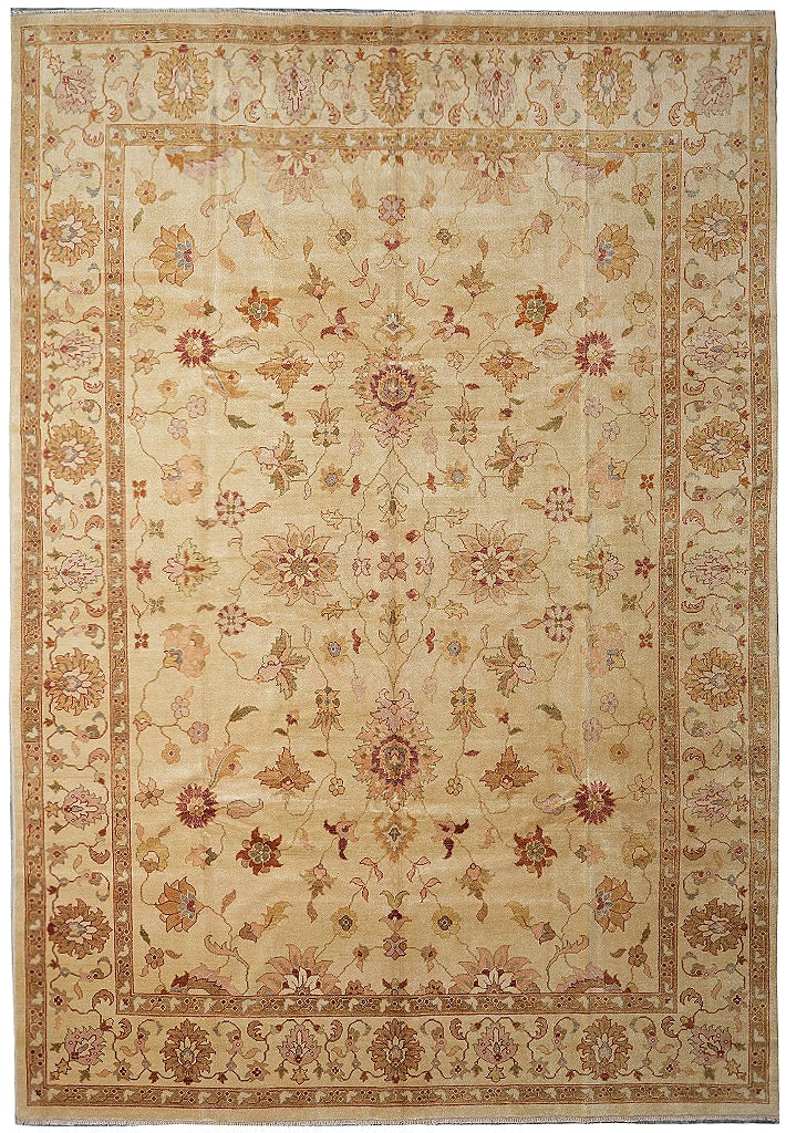 Handmade Agra Wool Area Rug 103 x 130 in Neutral Floral Design: Handmade Agra Wool Area Rug 103 x 130 in Neutral Floral Design Free continental US Shipping This handmade Agra area rug features a neutral beige background adorned with floral patterns in rust, olive 