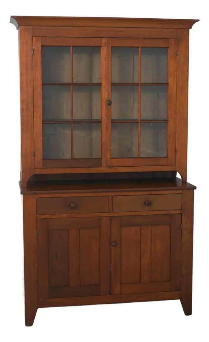 2 Piece Walnut Country Cabinet with Seeded Glass (1 of 10)