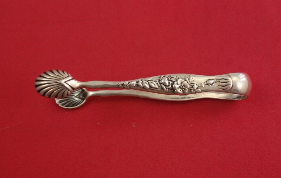 Tiffany Vine Sterling Silver Sugar Tong Wild Rose 4" with Certificate of Authenticity: Tiffany Vine Sterling Silver Sugar Tong Wild Rose 4" with Certificate of Authenticity Experience elegance with this Vine by Tiffany Sterling Silver Sugar Tong, featuring exquisite shell tines and a wi