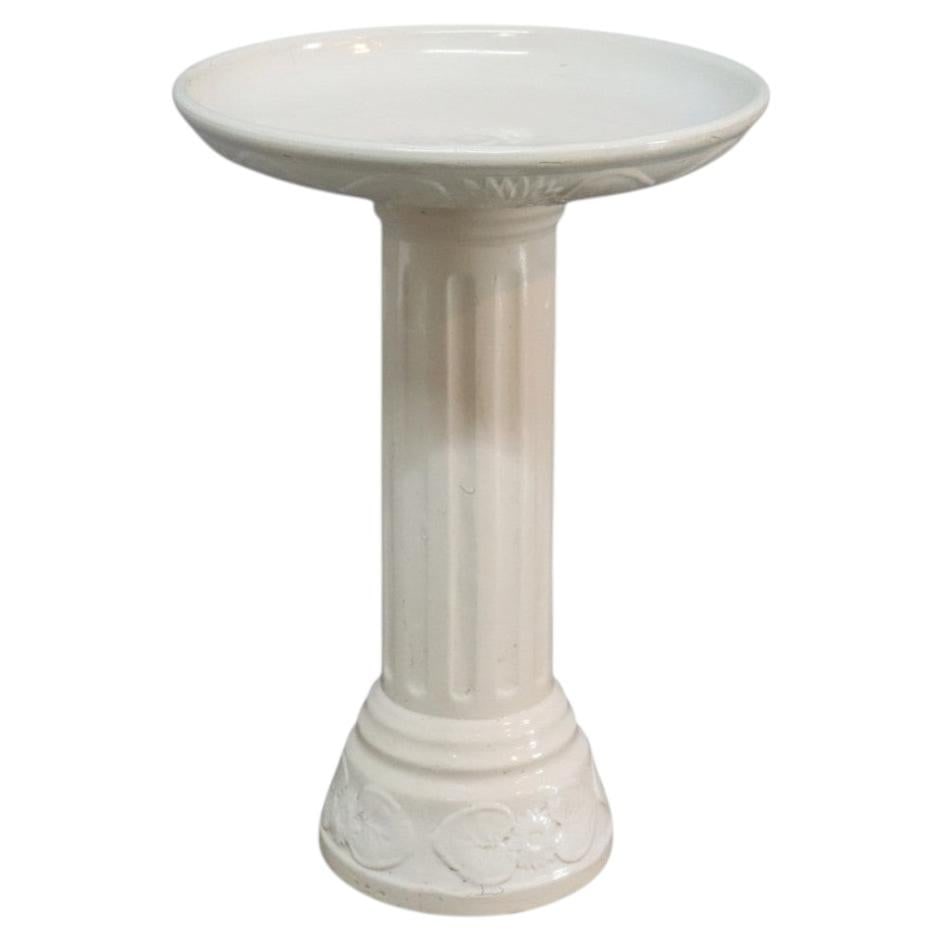 c1930 White Glazed Porcelain Garden Birdbath 2 Piece (1 of 9)