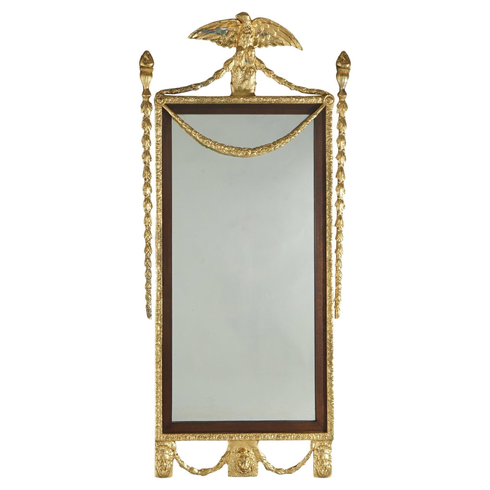 Oversized 20th Century Federal Giltwood Mahogany Mirror with Eagle Crest (1 of 10)