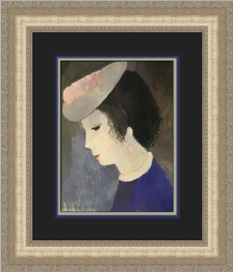 Marie Laurencin 1987 Self-Portrait Custom Framed Art Print: Marie Laurencin 1987 Self-Portrait Custom Framed Art Print This exquisite custom framed print features a self-portrait by the renowned artist Marie Laurencin. Measuring 19 inches in height and 17 inch