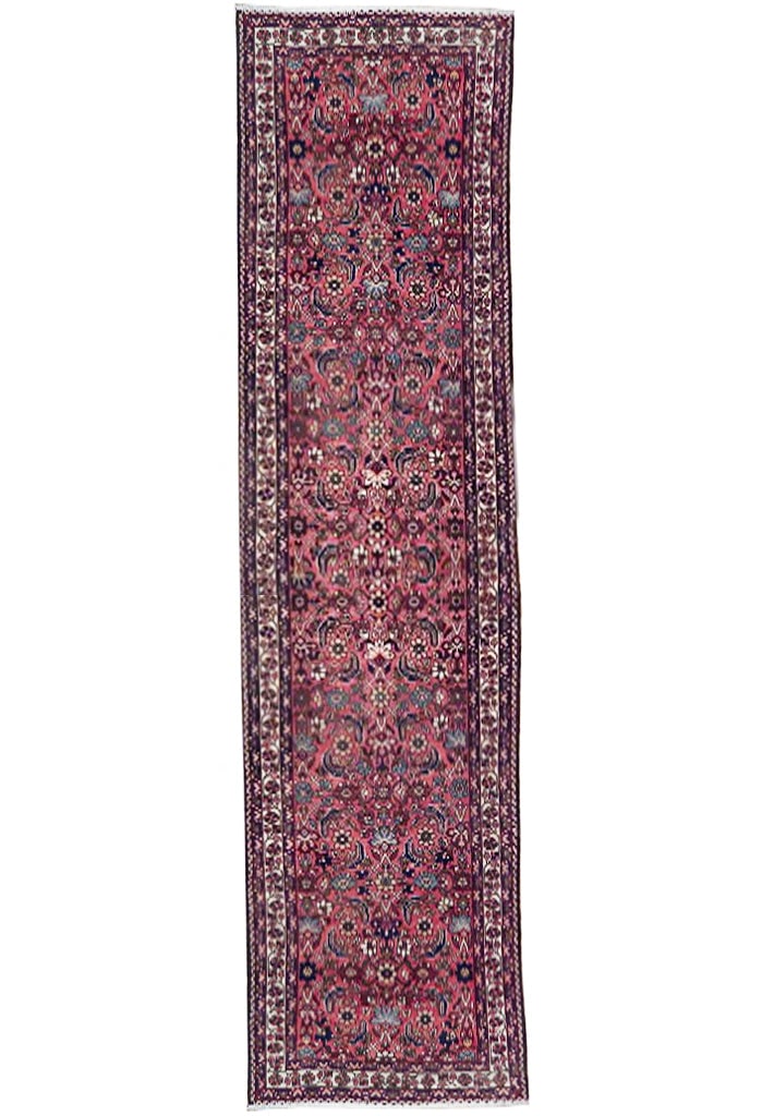 3.6 x 13 Handmade Semi-Antique Persian Hamadan Runner Rug: 3.6 x 13 Handmade Semi-Antique Persian Hamadan Runner Rug Free continental US Shipping Enhance your space with the timeless elegance of this Semi-Antique Persian Hamadan Runner Rug. Handcrafted by ski
