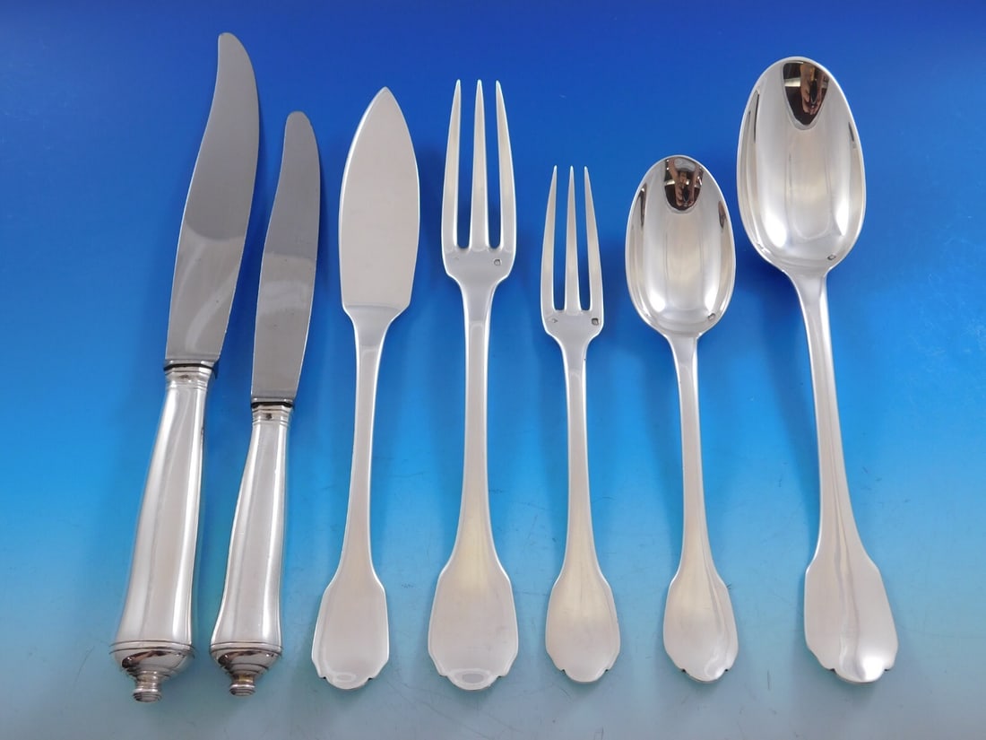 Puiforcat Colbert Coligny Art Deco Sterling Silver Flatware Set 56 pcs (1 of 5)