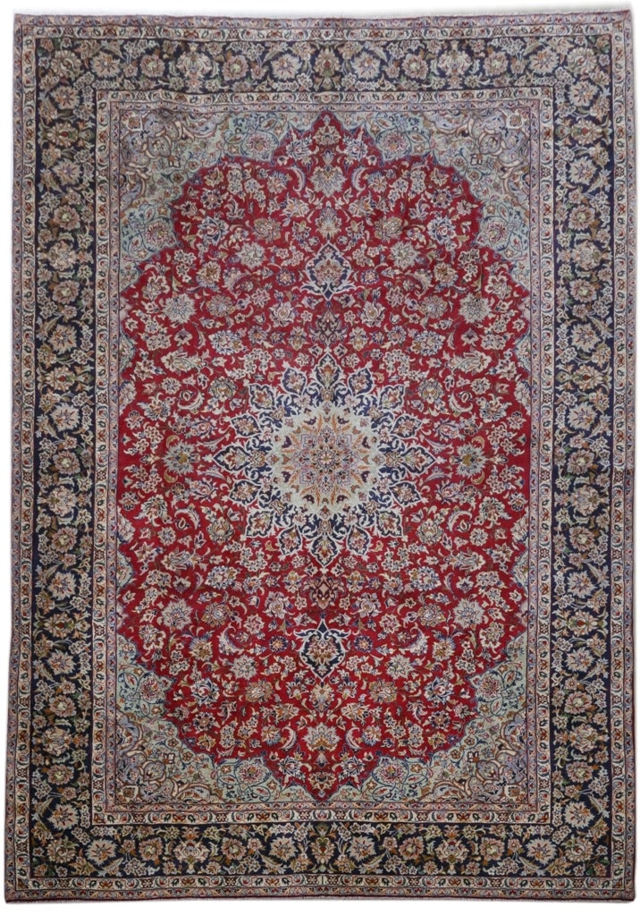 Handcrafted 11.4 x 16.1 Red Persian Isfahan Rug from Iran: Handcrafted 11.4 x 16.1 Red Persian Isfahan Rug from Iran Free continental US Shipping Transform your living space with this exquisite 11.4 x 16.1 Red Persian Isfahan Rug, handcrafted by skilled artis