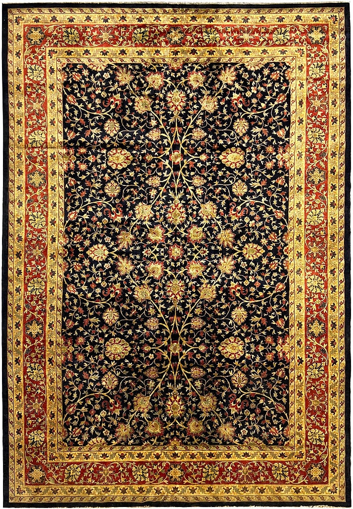 12 x 18 Hand Knotted Persian Traditional Wool Rug Navy Blue Iran: 12 x 18 Hand Knotted Persian Traditional Wool Rug Navy Blue Iran Free continental US Shipping Elevate your home decor with this exquisite 12.2 x 17.10 Large Persian Traditional Rug in a deep navy blue