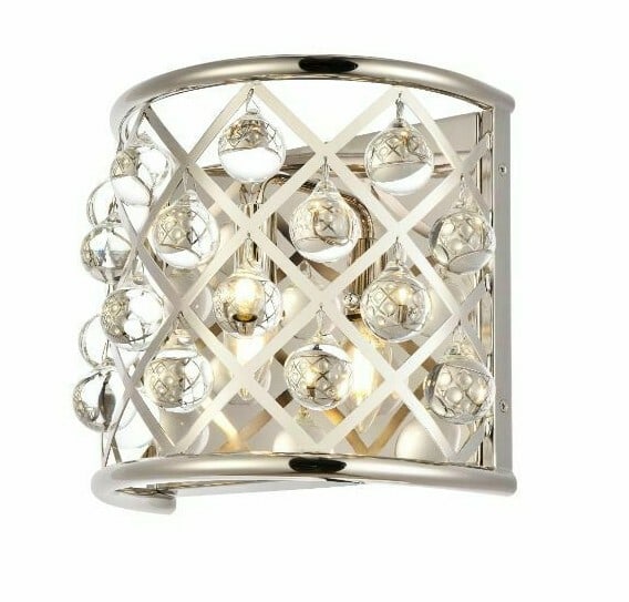 Madison wall sconce polished nickel crystal ball light (1 of 8)