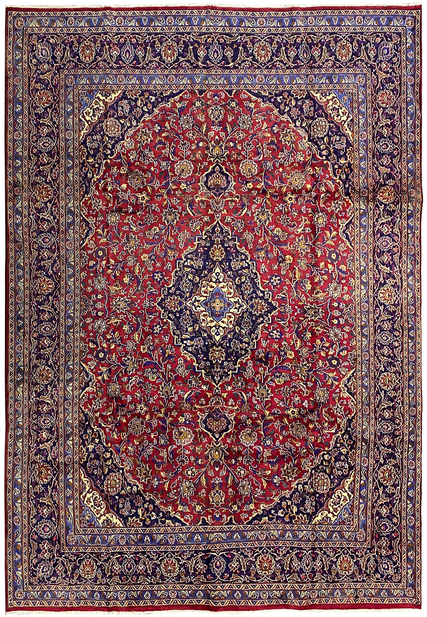 9.5 x 12.5 Persian Kashan Hand Knotted Wool Traditional Iran Rug: 9.5 x 12.5 Persian Kashan Hand Knotted Wool Traditional Iran Rug Free continental US Shipping This 9.5 x 12.5 Persian Kashan classic traditional rug from Iran features hand-knotted craftsmanship in pr