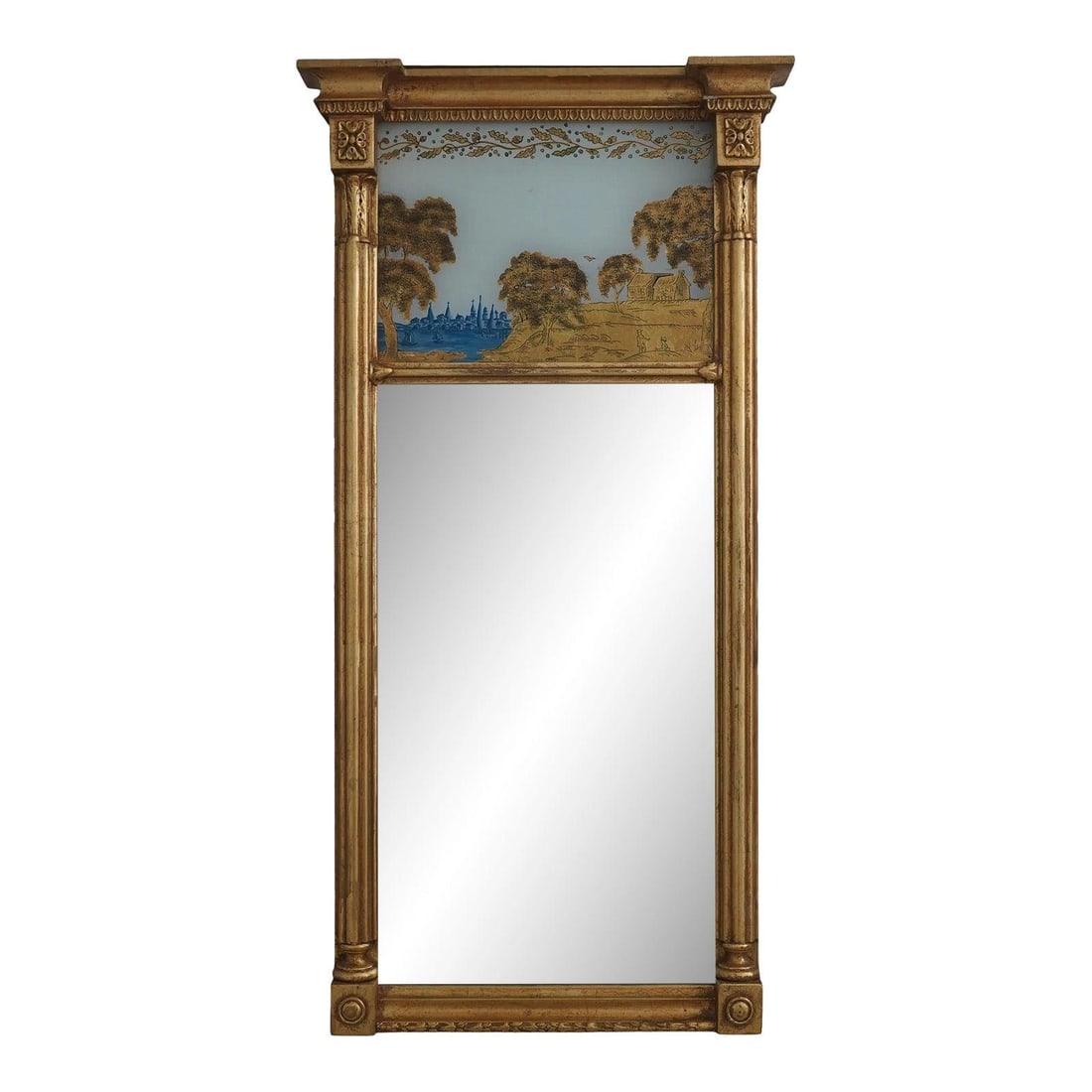 Federal style Friedman Brothers mirror with eglomise top panel (1 of 10)