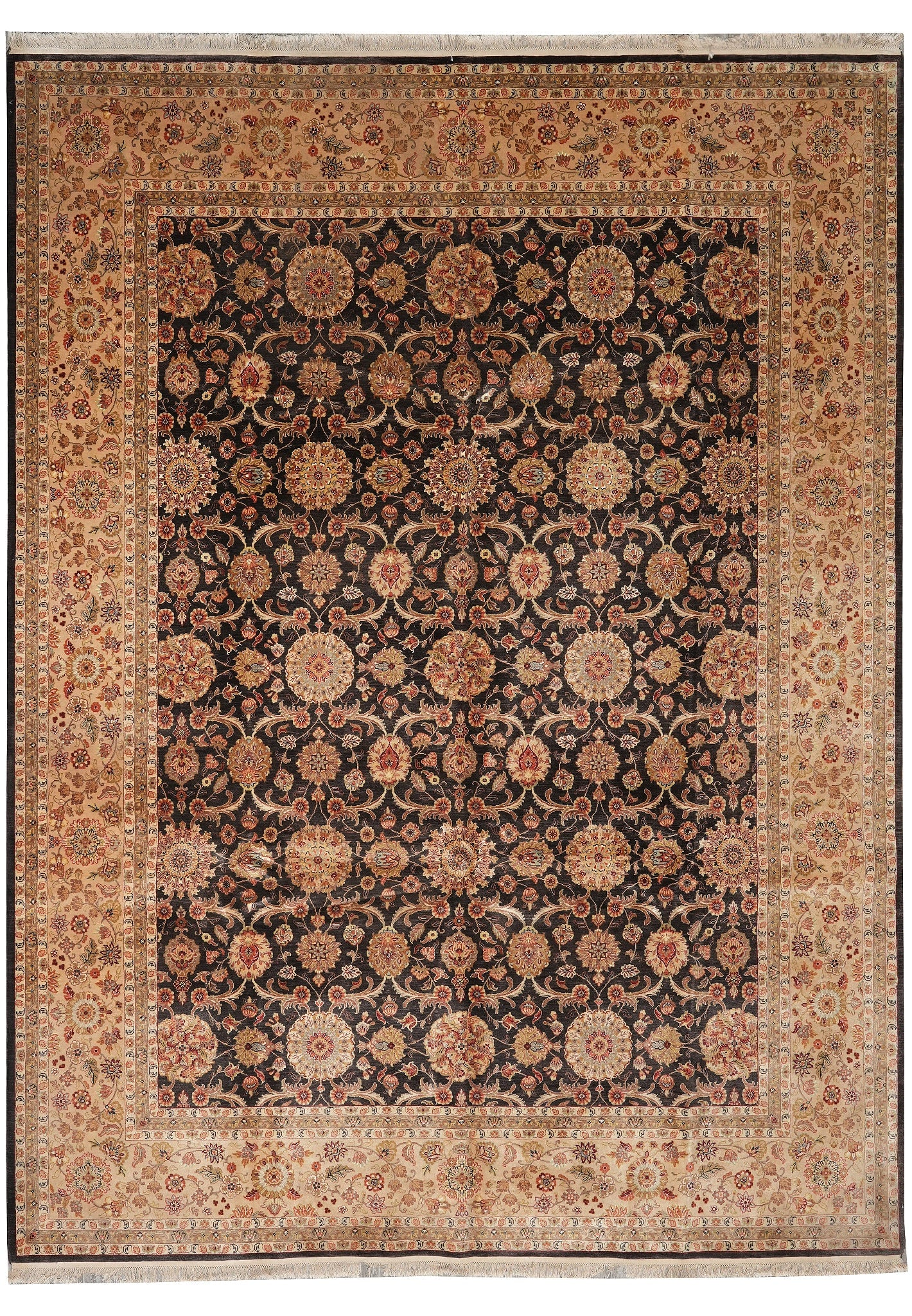 10 x 12.7 Fine Weave Zigler Rug Hand Knotted Wool Charcoal Black: 10 x 12.7 Fine Weave Zigler Rug Hand Knotted Wool Charcoal Black Free continental US Shipping This 10 x 12.7 Zigler rug features a fine weave and hand-knotted construction in charcoal black. Made from
