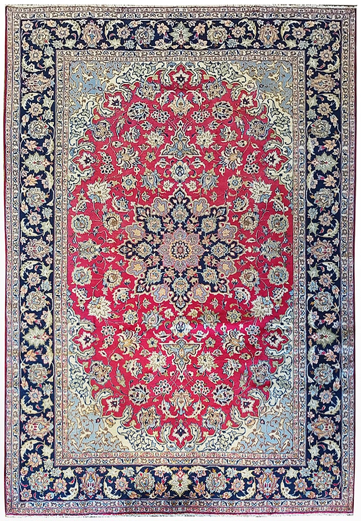 Genuine Persian Esfahan Najaf Wool Rug 9.4 x 13.4 ft: Genuine Persian Esfahan Najaf Wool Rug 9.4 x 13.4 ft Free continental US Shipping Enhance your living space with this exquisite 9.4 x 13.4 Genuine Persian Esfahan Najaf Wool Rug. Crafted with premium 