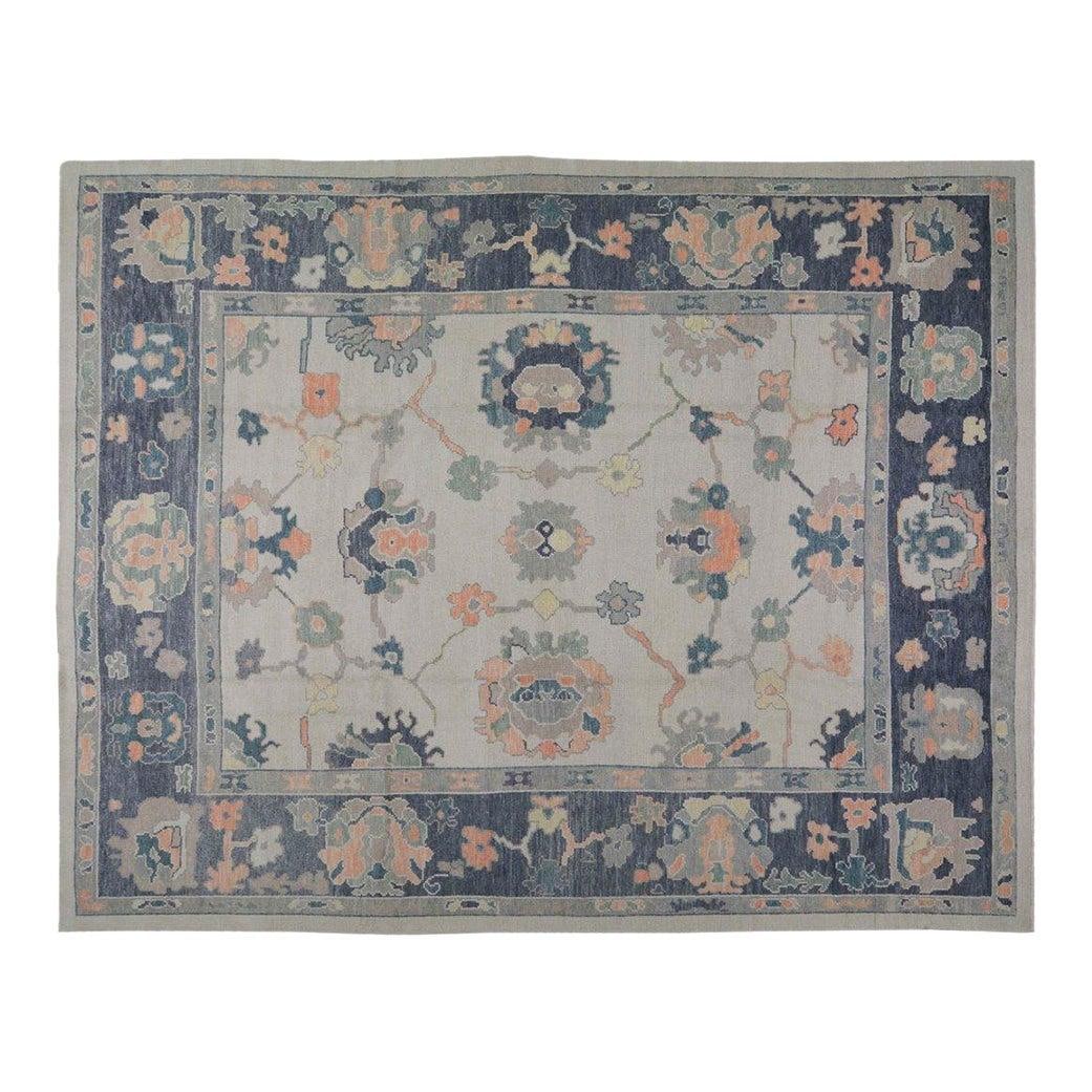Hand-Knotted Wool Oushak Area Rug 9'2 x 11'8 Tan Turkish Design (1 of 5)