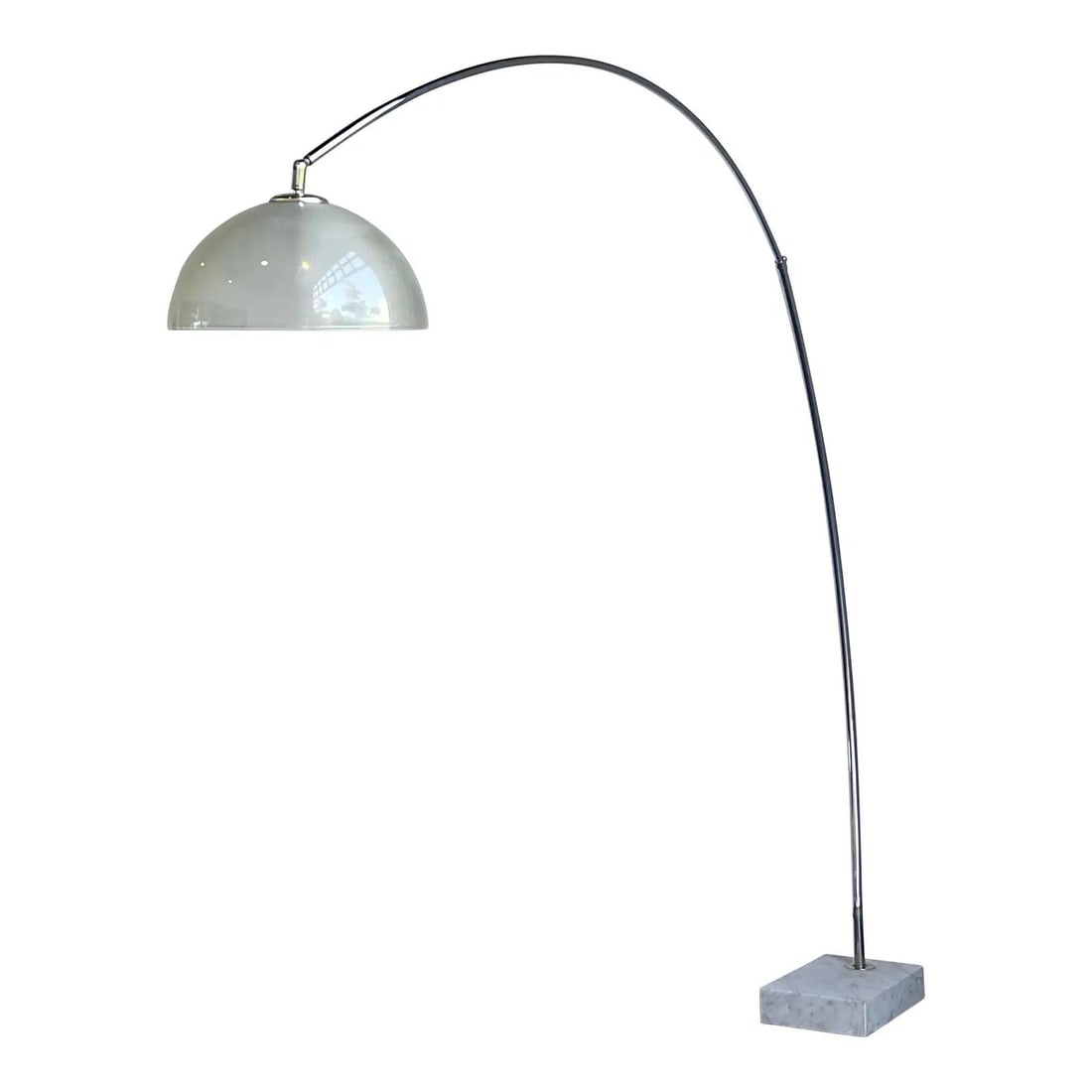 Mid Century Arc Floor Lamp Chrome Marble Base Frosted Acrylic Shade (1 of 10)