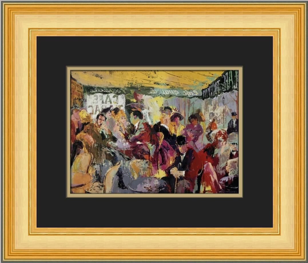 LeRoy Neiman Quai Cafe Scene Custom Framed Art Print 15 x 18: LeRoy Neiman Quai Cafe Scene Custom Framed Art Print 15 x 18 This beautiful custom framed print titled 'Quai Cafe Scene' by renowned artist LeRoy Neiman showcases an engaging expressionist style. Prod