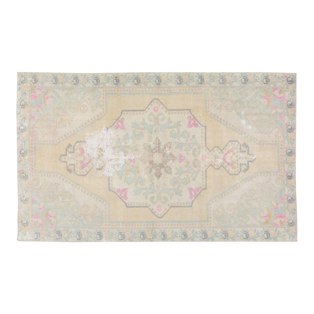 4'7" x 7'8" Anatolian Fine Weave Wool Rug Hand Knotted Vintage: 4'7" x 7'8" Anatolian Fine Weave Wool Rug Hand Knotted Vintage This vintage Turkish Anatolian rug is hand knotted from organic wool and features natural colors with a fine weave. The rug displays a ta