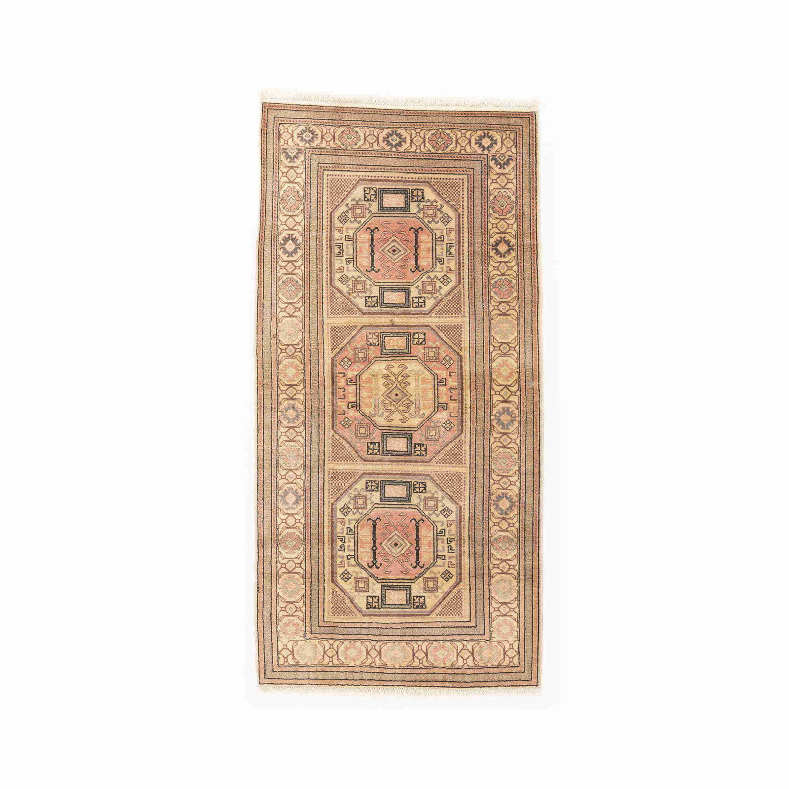 Authentic Handmade Kayseri Wool on Cotton Carpet 36.2 x 73.6 Inches: Authentic Handmade Kayseri Wool on Cotton Carpet 36.2 x 73.6 Inches Experience the beauty of traditional craftsmanship with this authentic handmade Kayseri carpet. Meticulously crafted in Kayseri, thi