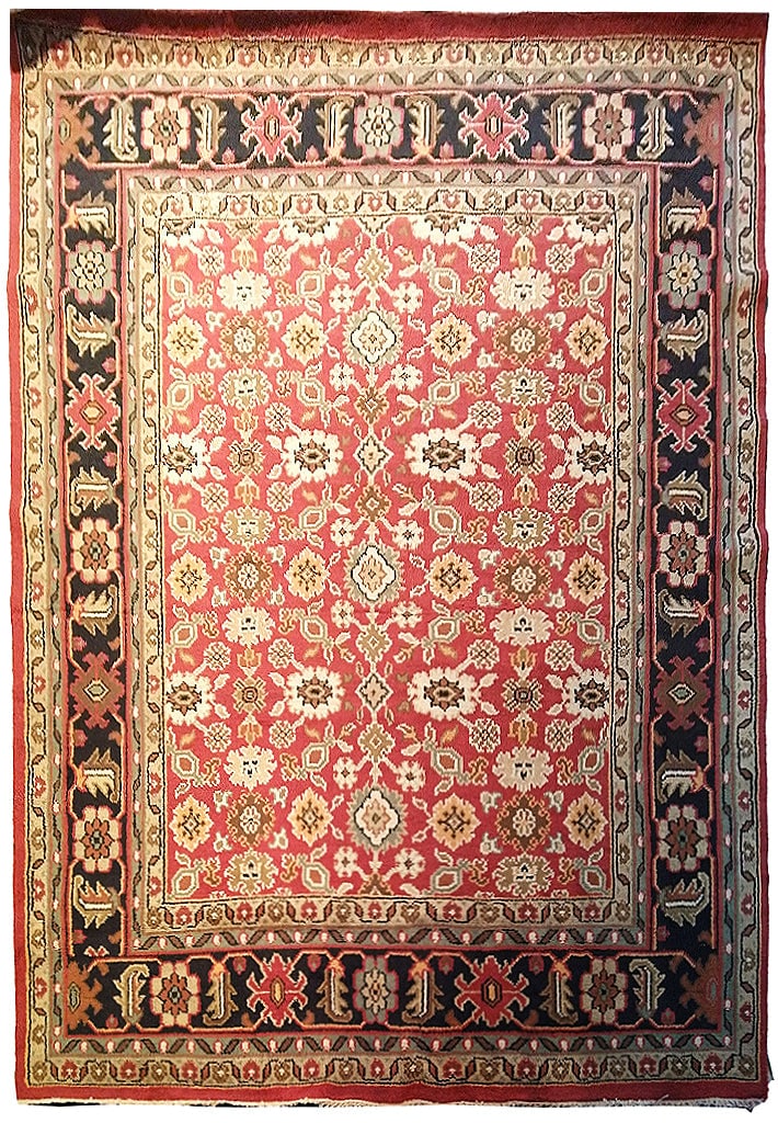 8 x 10 Hand-Knotted Mahal Rug in Rust Coral Wool: 8 x 10 Hand-Knotted Mahal Rug in Rust Coral Wool Free continental US Shipping Enhance your home with the 8 x 10 Handmade Mahal Rug in Rust Coral, a stunning piece that brings timeless elegance and war