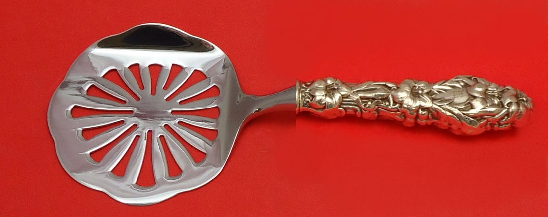 Whiting Lily Sterling Silver 8" Custom Tomato Server: Whiting Lily Sterling Silver 8" Custom Tomato Server This exquisite 8" tomato server features the elegant Lily pattern by Whiting, crafted from high-quality sterling silver with a hollow handle and st