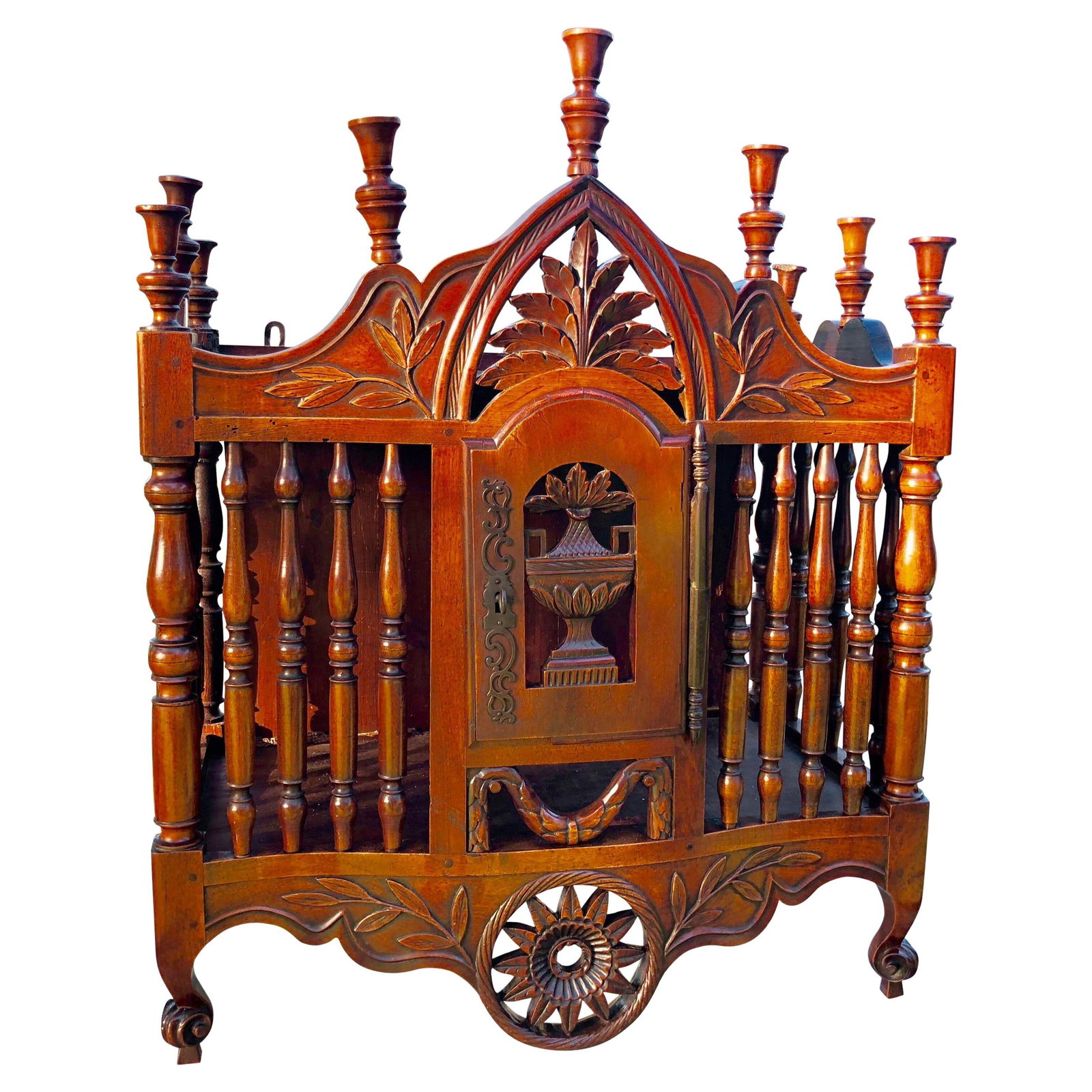 19th Century French Provincial Carved Walnut Panetiere with Key: 19th Century French Provincial Carved Walnut Panetiere with Key This exquisite antique French carved walnut Panetiere showcases the elegance of the 19th century with its charming French Provincial sty