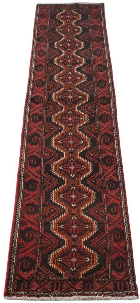 Handcrafted 1'10 x 9'8 Persian Baluch Runner Rug Red Wool: Handcrafted 1'10 x 9'8 Persian Baluch Runner Rug Red Wool Free continental US Shipping Enhance your home decor with this exquisite Persian Baluch Narrow Runner Rug, measuring 1' 10" x 9' 8". Handcraft