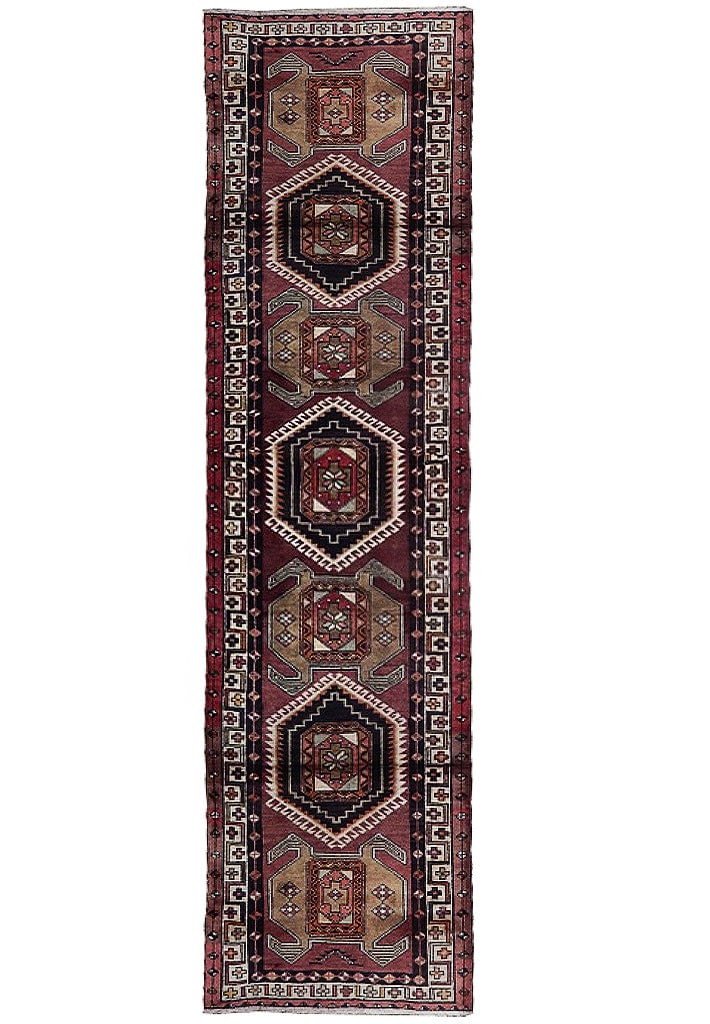 3'3" x 13' Rust Brown Persian Mousel Runner Handmade Iran (1 of 6)
