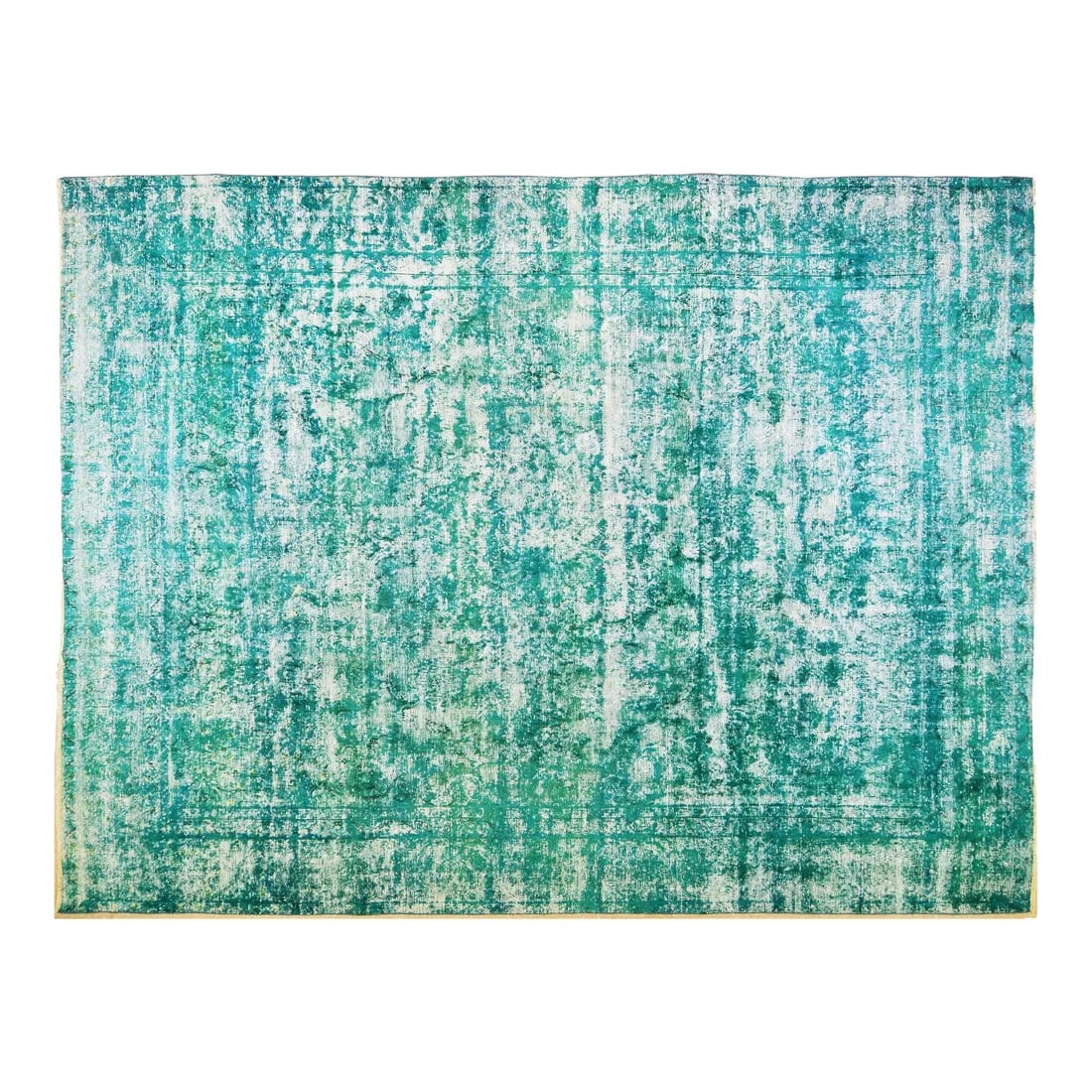 Wool Area Rug Hand Knotted Green 9' x 12'2" Vintage Style (1 of 2)