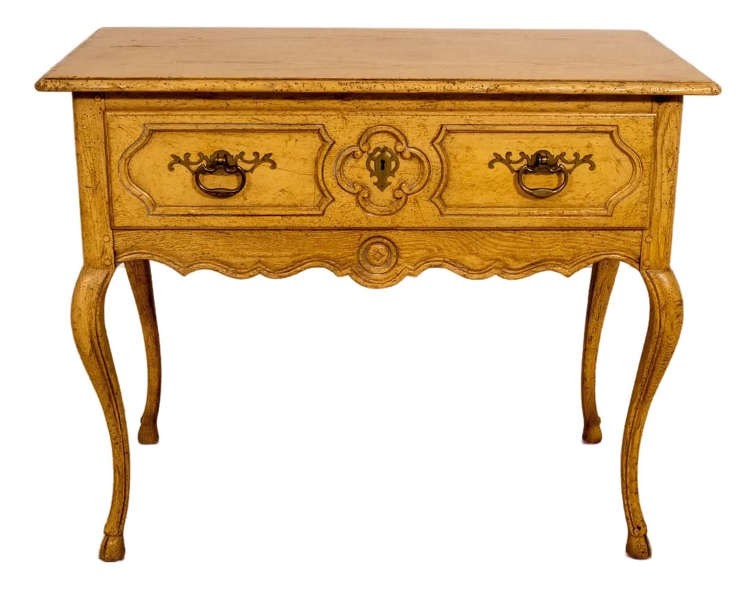 Country French Oak Server with Queen Anne Legs and Brass Hardware (1 of 10)