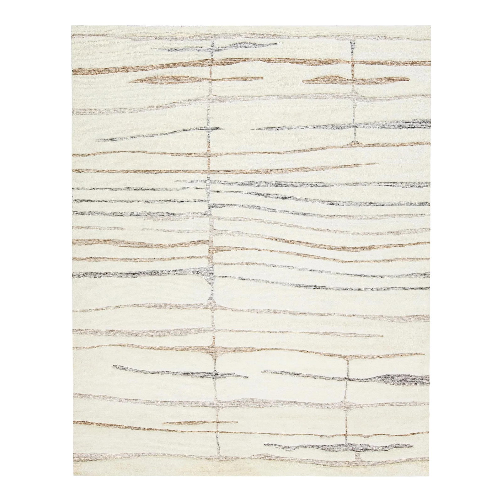 Ivory Handmade Moroccan Wool Rug 8' x 10': Ivory Handmade Moroccan Wool Rug 8' x 10' Enhance your living space with this exquisite handmade Moroccan-style wool rug. Featuring a contemporary design, the rug showcases a natural ivory background 