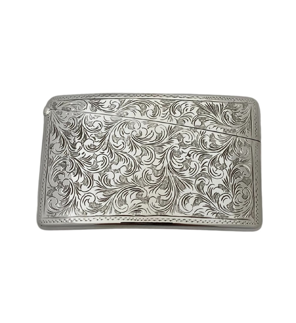 Italian 925 Sterling Silver Handmade Chased Swirl Card Holder (1 of 5)