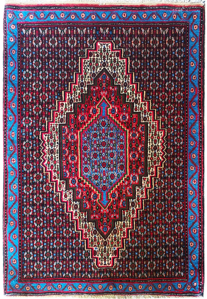 Persian Bijar Seneh Design Rug 2.4 x 3 Hand-Knotted Wool: Persian Bijar Seneh Design Rug 2.4 x 3 Hand-Knotted Wool Free continental US Shipping Enhance your home decor with the exquisite charm of this 2.4 x 3 Persian Bijar Seneh Rug. Meticulously crafted by 