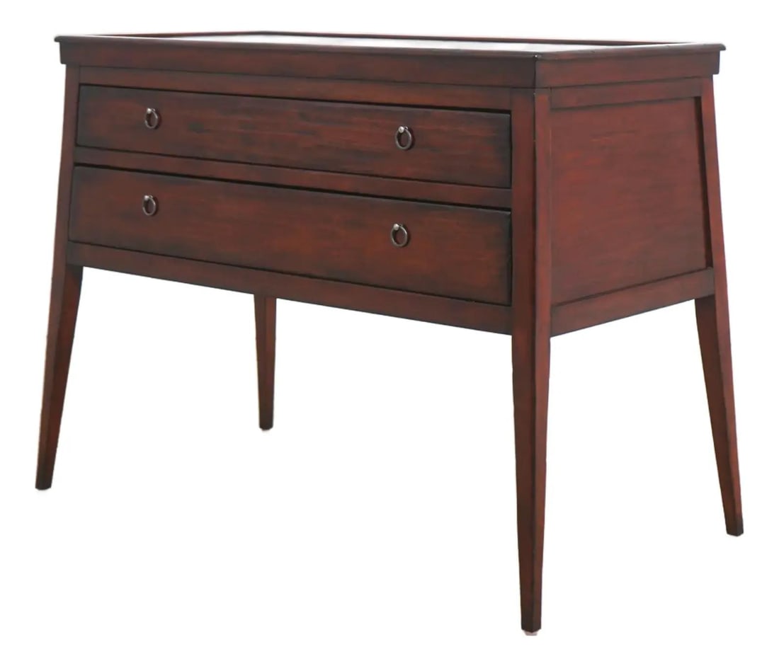 Henredon Wood Serving Table with 2 Drawers Rustic Brown (1 of 10)