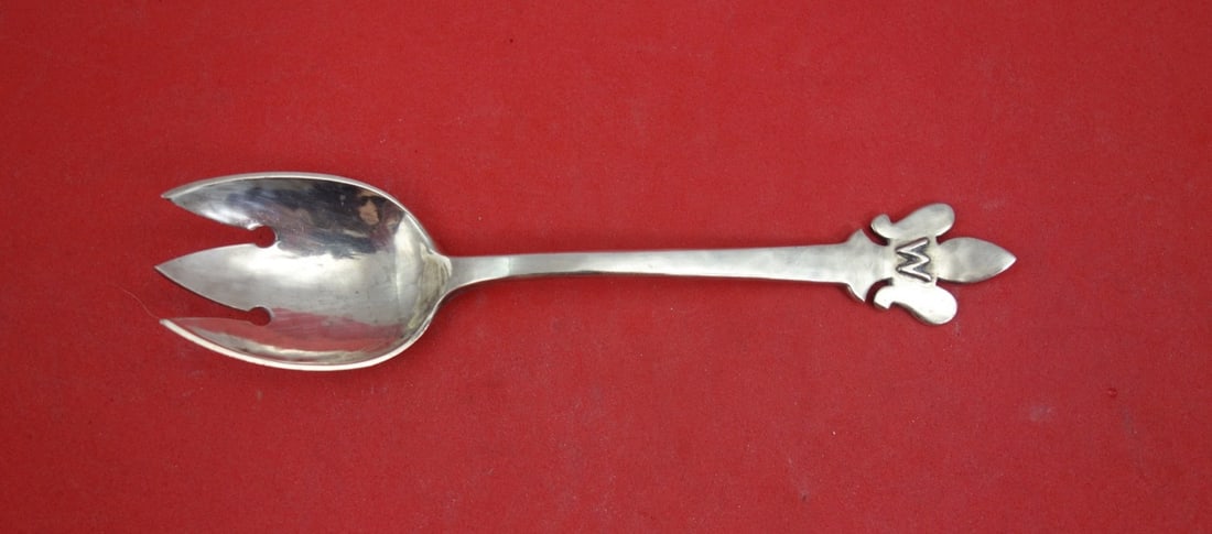 Shreve Fourteenth Century Sterling Silver Ice Cream Fork 5 Inch Axe Monogram W: Shreve Fourteenth Century Sterling Silver Ice Cream Fork 5 Inch Axe Monogram W This is a sterling silver ice cream fork in the Fourteenth Century pattern by Shreve & Co., crafted between 1900 and 1940