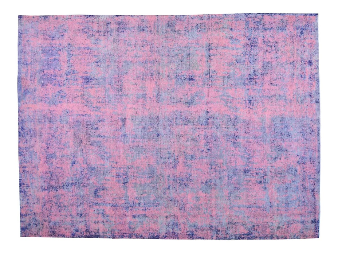 Fine Weave Hand Knotted Organic Wool Rug 9'8 x 13' Vintage Blue: Fine Weave Hand Knotted Organic Wool Rug 9'8 x 13' Vintage Blue This vintage hand-knotted rug features organic wool construction with natural colors and a fine weave. The rug has a blue color palette 
