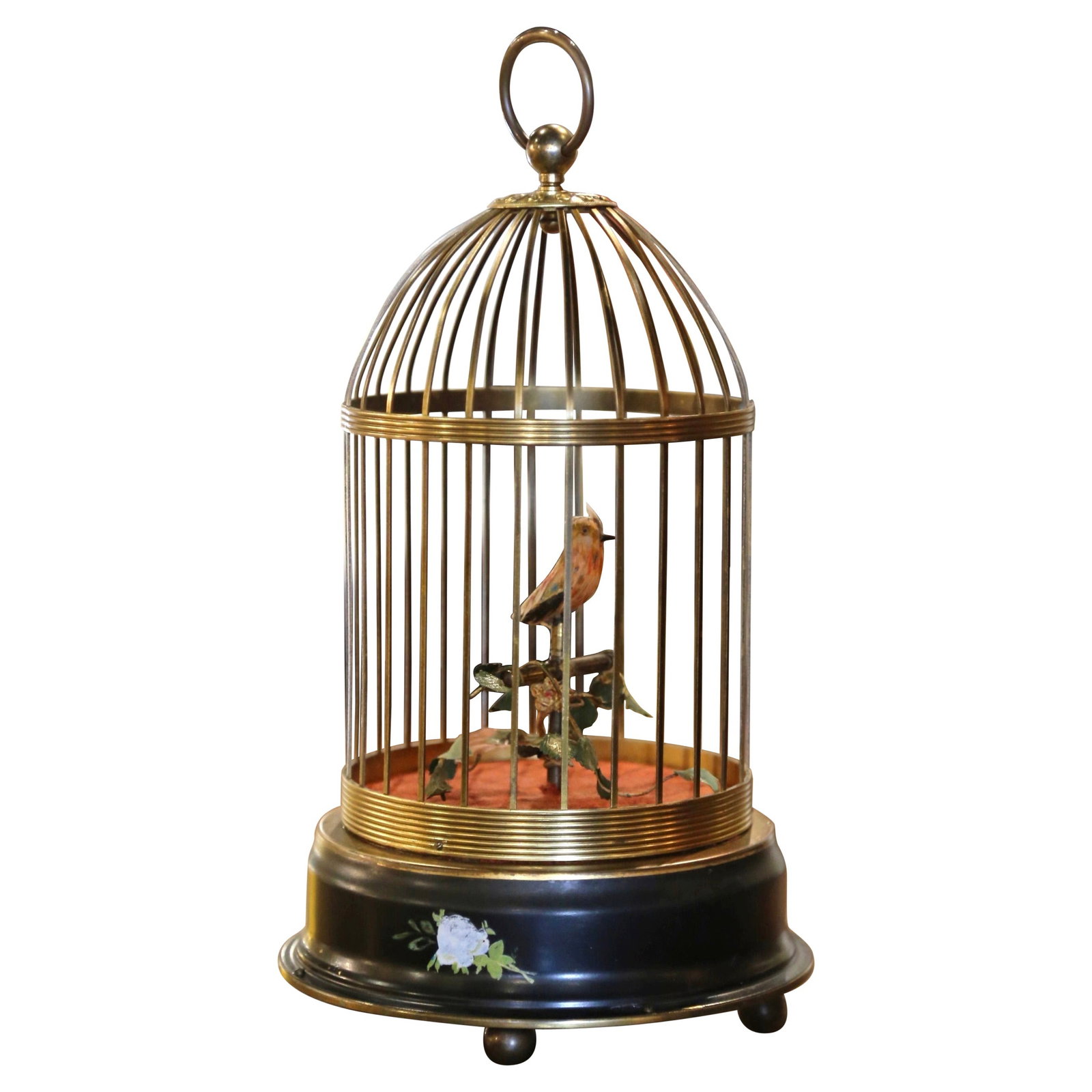 Vintage Swiss Brass Bird Automaton Cage with Singing Movement circa 1950 (1 of 7)
