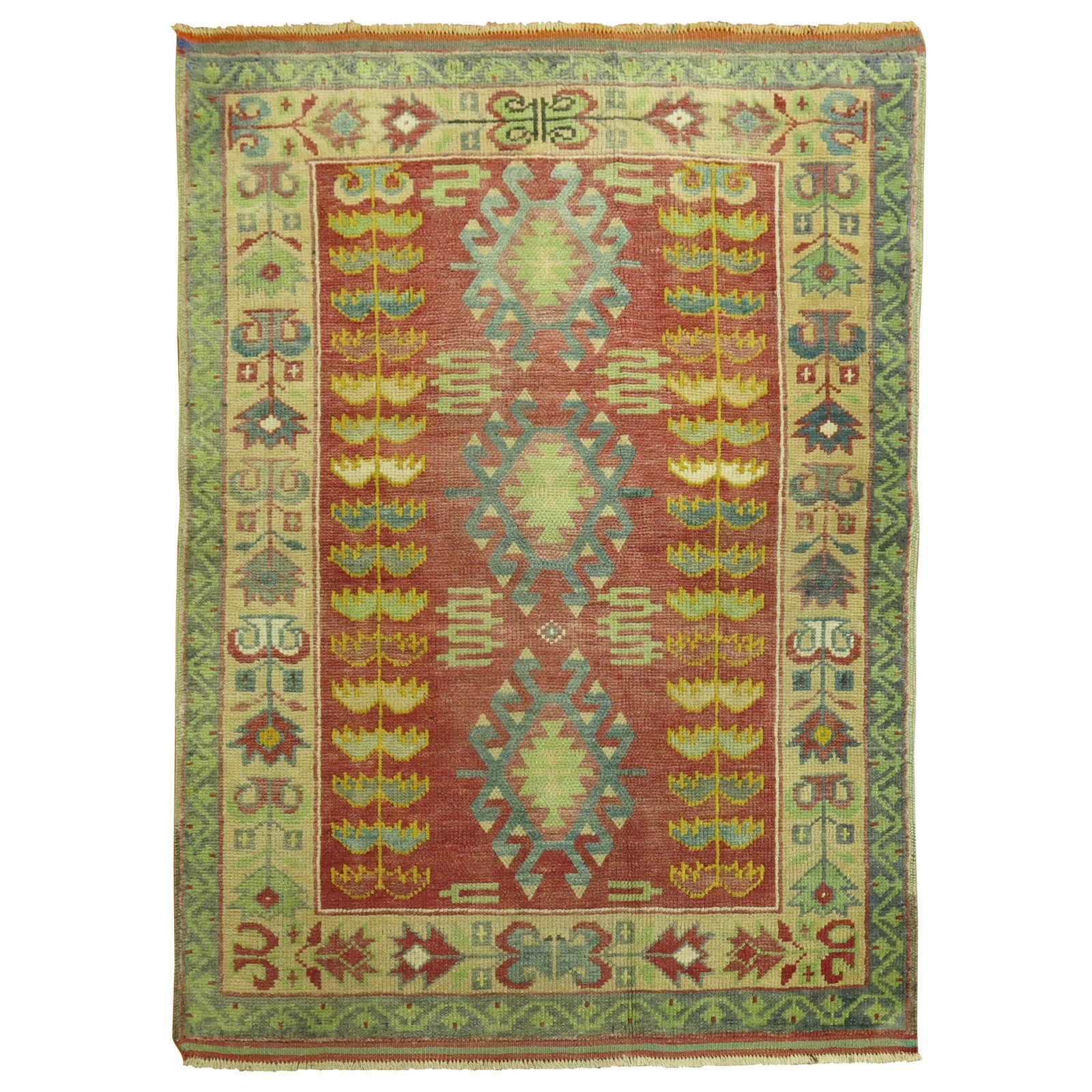 Mid Century Hand Woven Wool Turkish Scatter Rug: Mid Century Hand Woven Wool Turkish Scatter Rug This unique Turkish scatter size throw rug dates to the mid-20th century and features an Egyptian Revival style. Hand-woven from wool, it offers both du