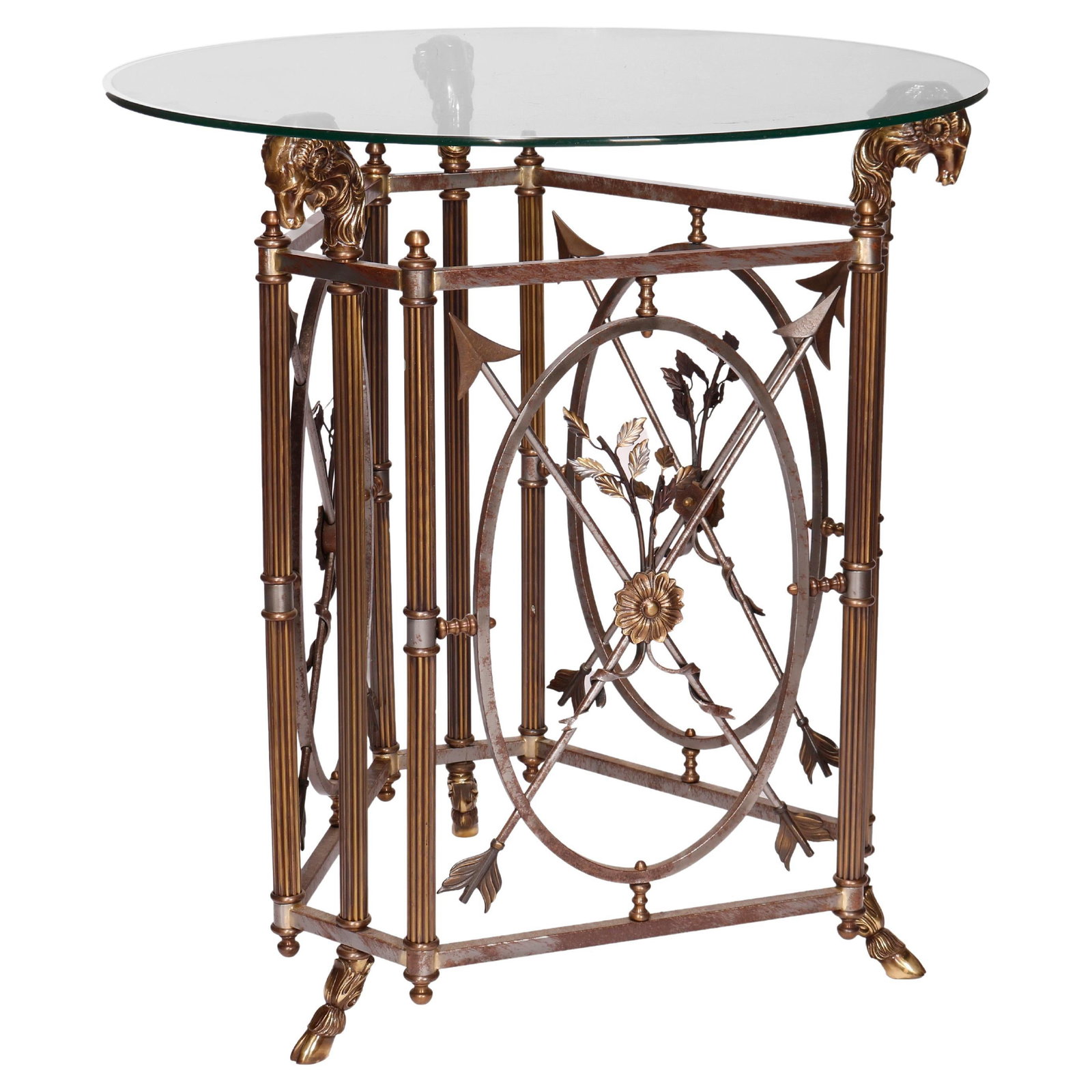 20th Century French Empire Bronzed Metal Center Table with Ram Heads (1 of 12)