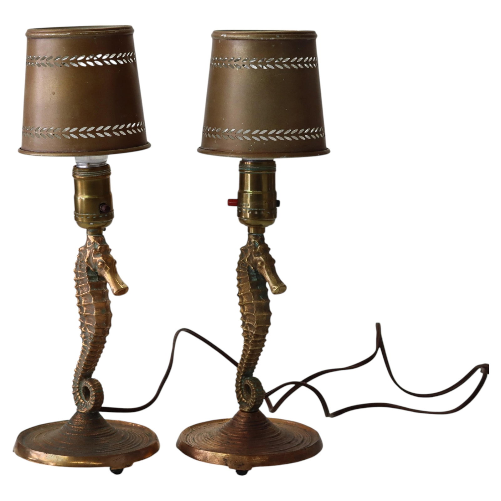 Pair of Bronze Seahorse Table Lamps Arts and Crafts c1920 (1 of 8)