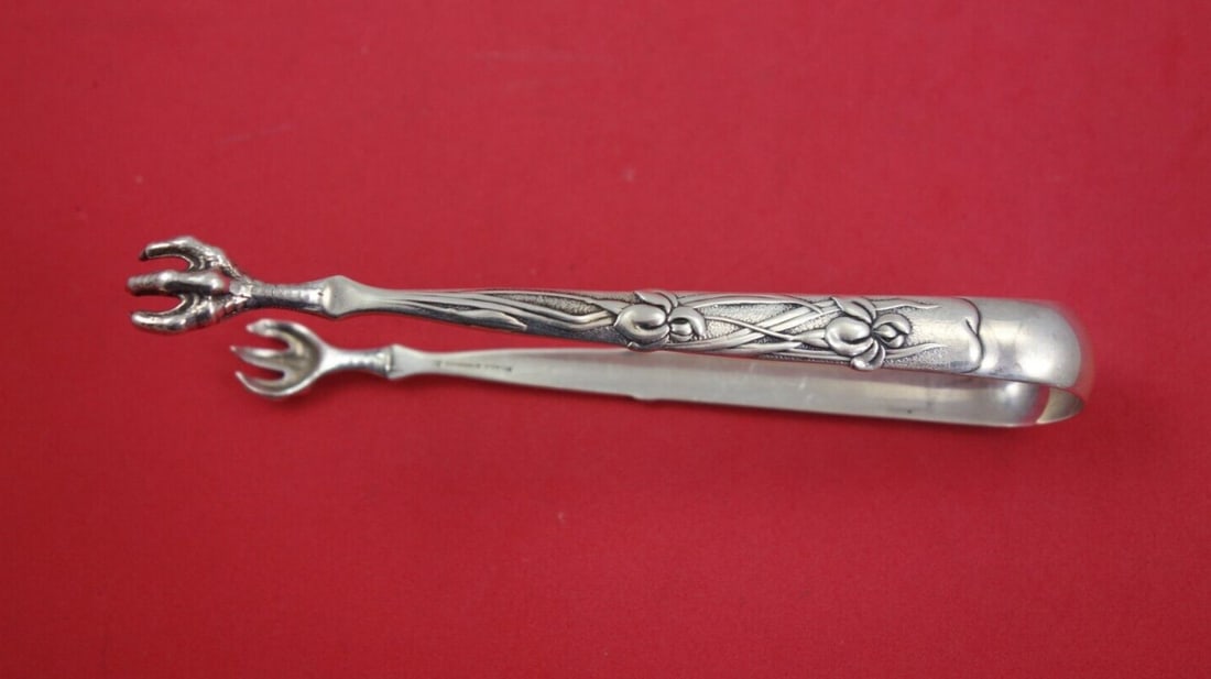 Tiffany & Co. Vine Sterling Silver Sugar Tongs 5" Iris Motif with Certificate: Tiffany & Co. Vine Sterling Silver Sugar Tongs 5" Iris Motif with Certificate This exquisite pair of 5" sterling silver sugar tongs from Tiffany & Co. features the elegant Vine pattern, showcasing a b