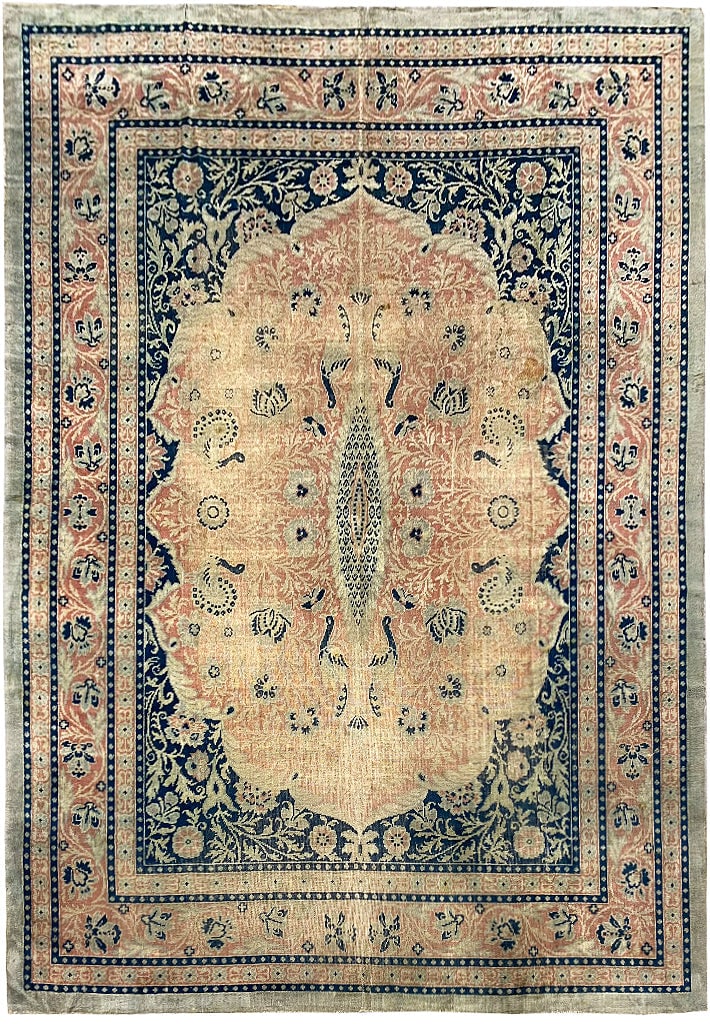 Antique Handmade Qaisari Rug 9.5 x 12.2 Feet Turkish Hereke Wool Carpet (1 of 11)