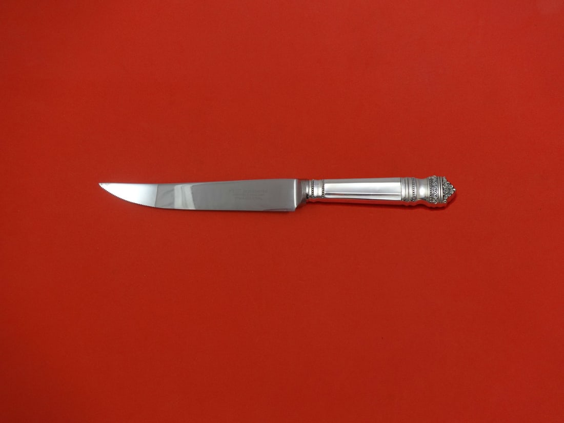 Towle Danish Baroque Sterling Silver Steak Knife Custom Made 8.5": Towle Danish Baroque Sterling Silver Steak Knife Custom Made 8.5" This exquisite steak knife from Towle features the elegant Danish Baroque pattern, showcasing a timeless design that complements any d