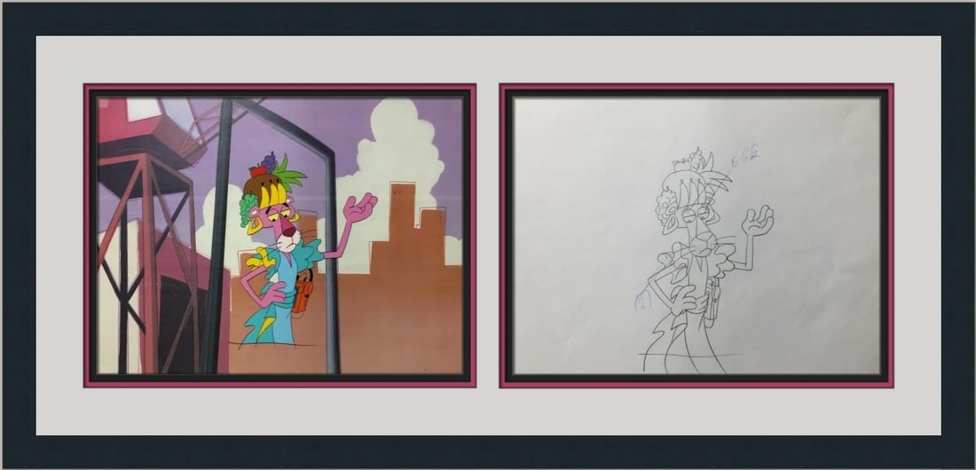 Pink Panther Hand Painted Animation Cel With Original Background Framed 1993 (1 of 4)