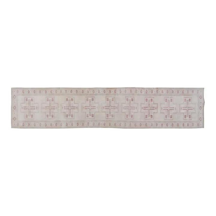 Hand-Knotted Wool Runner Rug Anatolian Turkish 2'6'' x 12'9'': Hand-Knotted Wool Runner Rug Anatolian Turkish 2'6'' x 12'9'' This vintage Turkish Anatolian rug is hand-knotted from wool using traditional techniques, blending timeless craftsmanship with a modern d